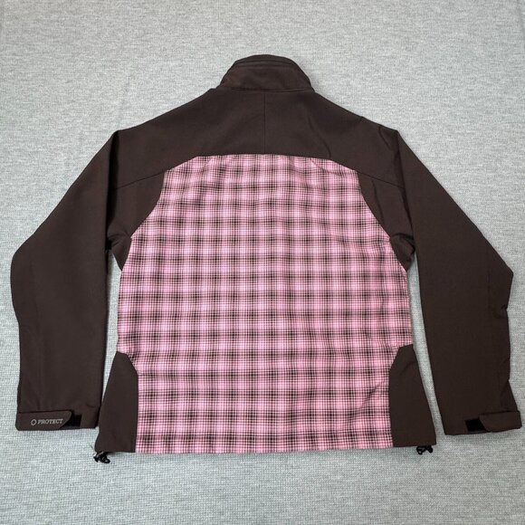 Dickies Full Zip Jacket Womens Size L Brown Pink Plaid Lined Long Sleeve Pockets - Picture 9 of 16
